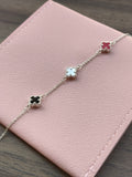 Pulsera Estilo Van Cleef – Tréboles Rojo, Negro y Blanco