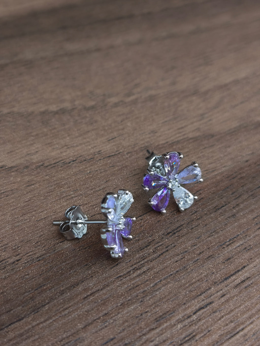 Aretes Flor Morada Elegance – Plata 925