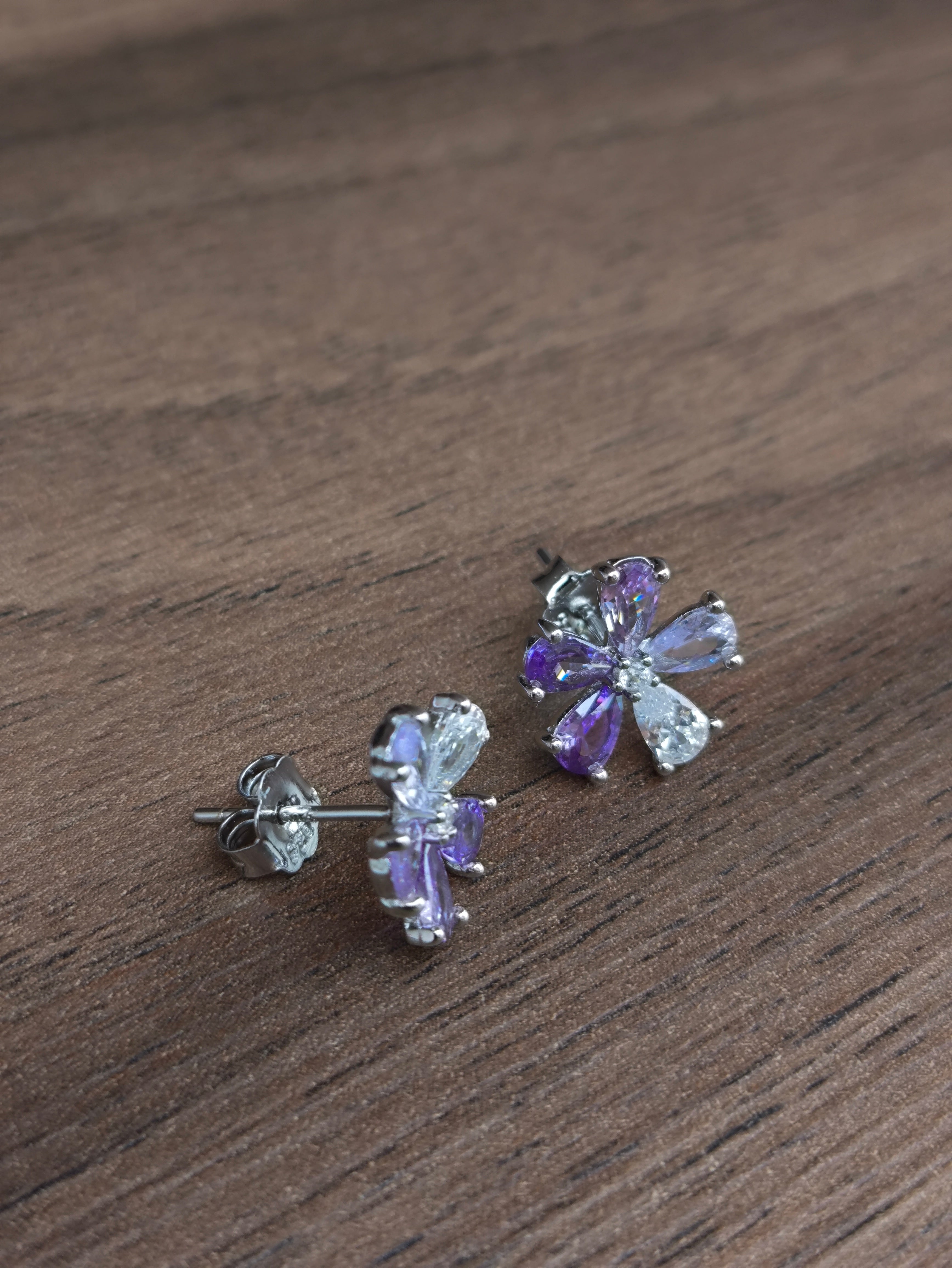 Aretes Flor Morada Elegance – Plata 925