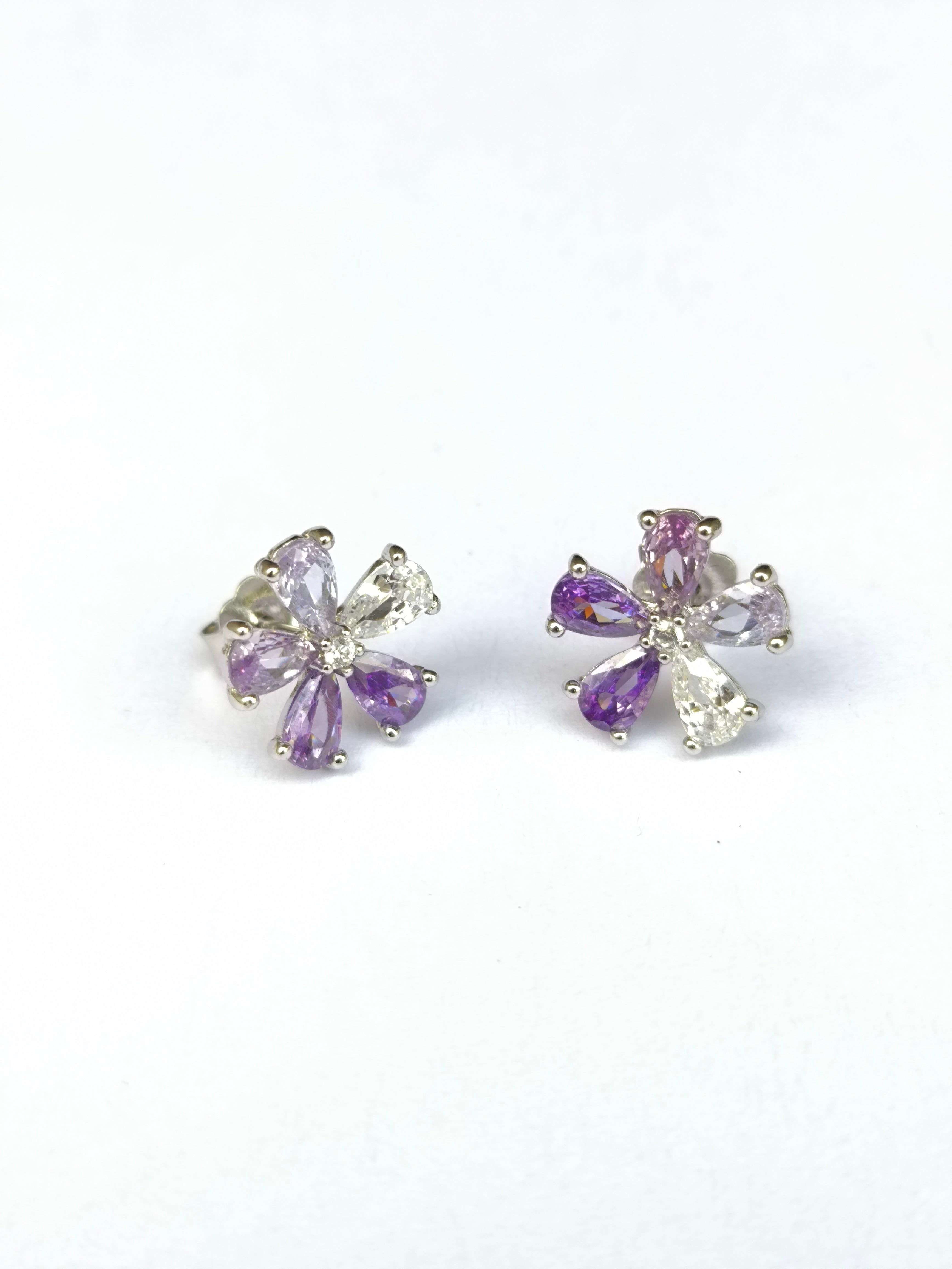 Aretes Flor Morada Elegance – Plata 925
