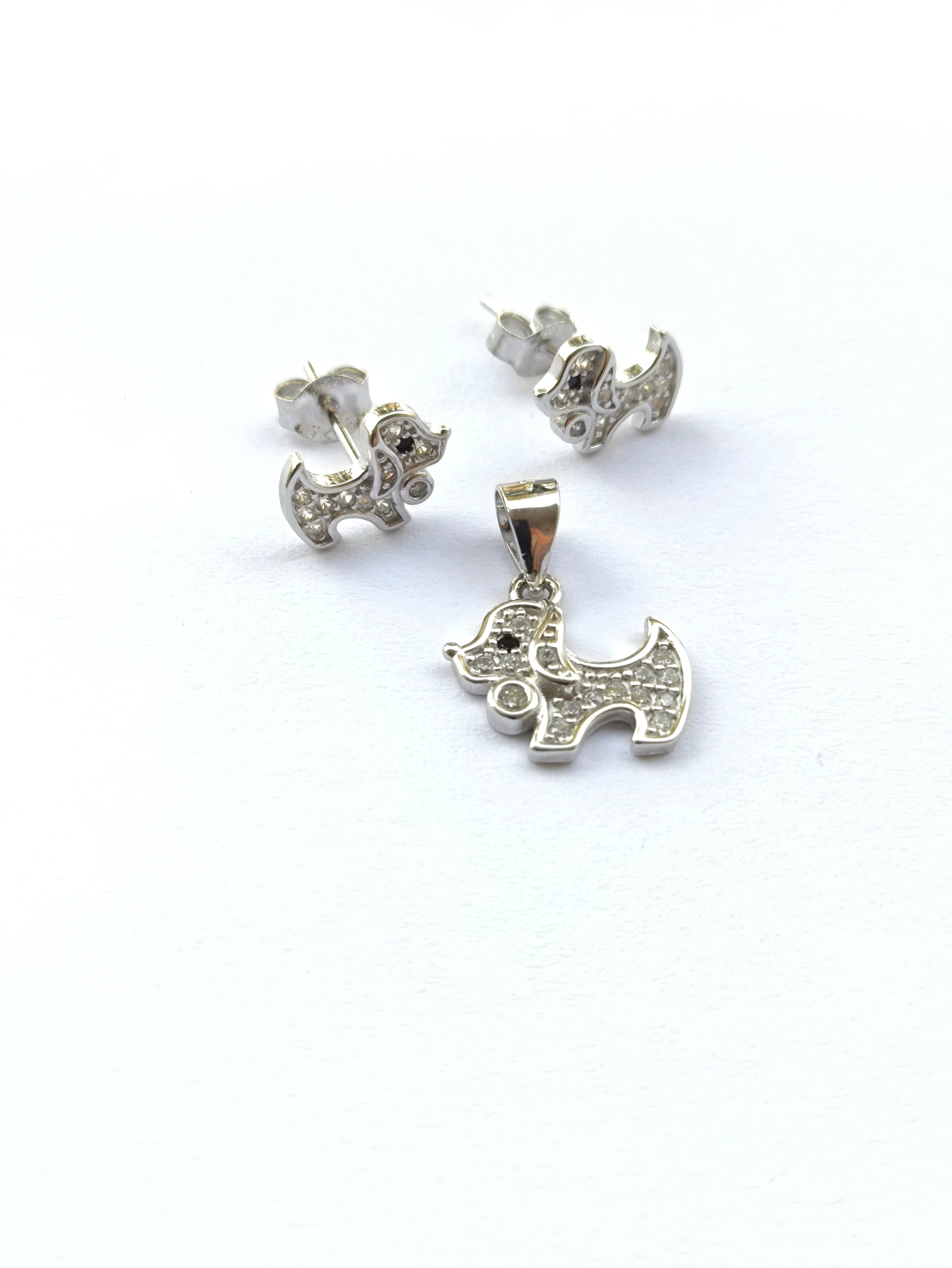 Set Perrito Brillante - Plata 925
