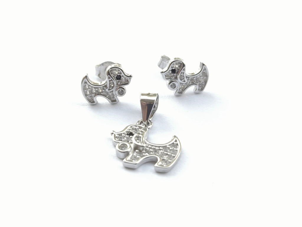 Set Perrito Brillante - Plata 925