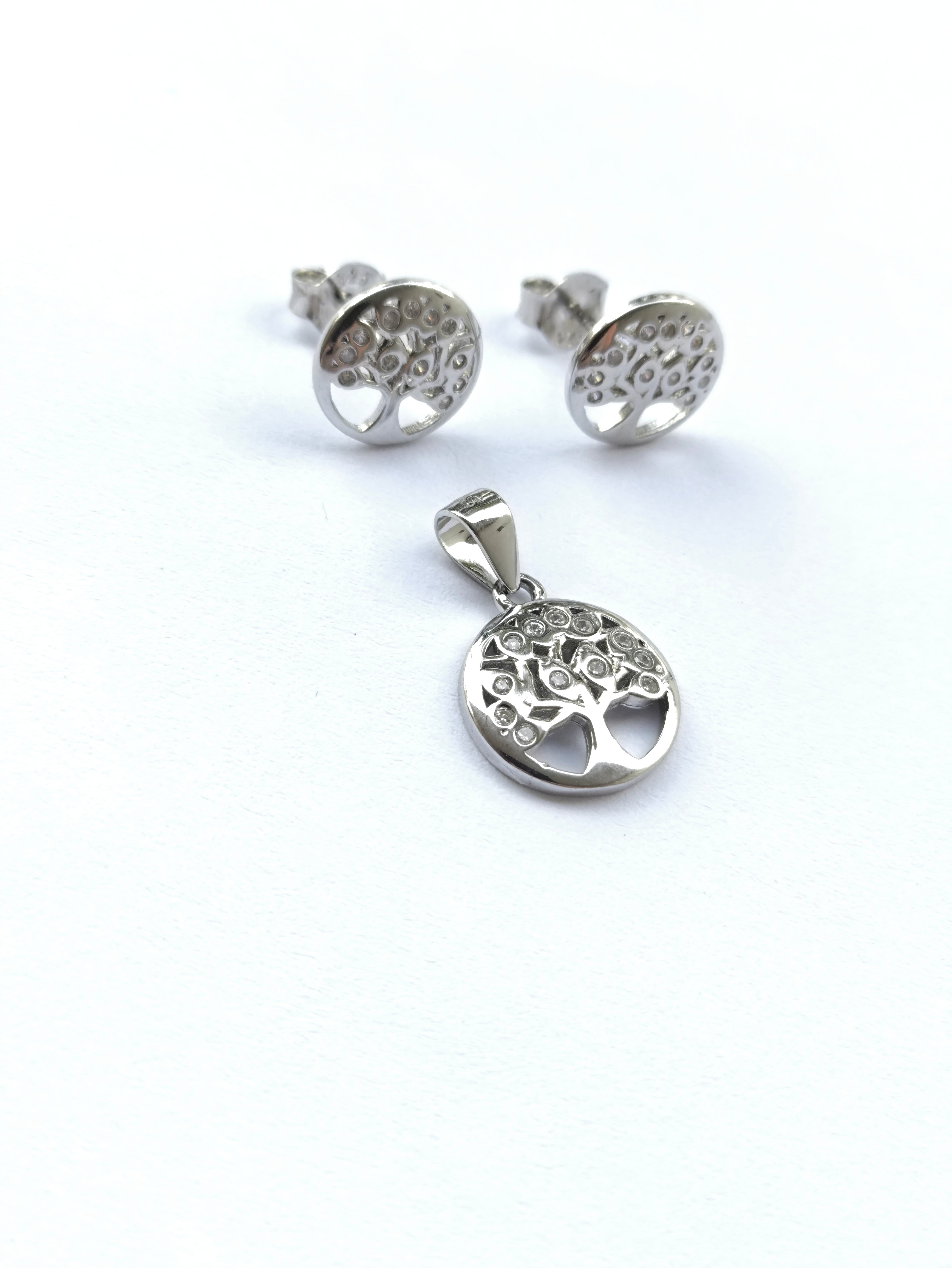 Juego Árbol de la Vida en Plata 925 – Aretes y Dije