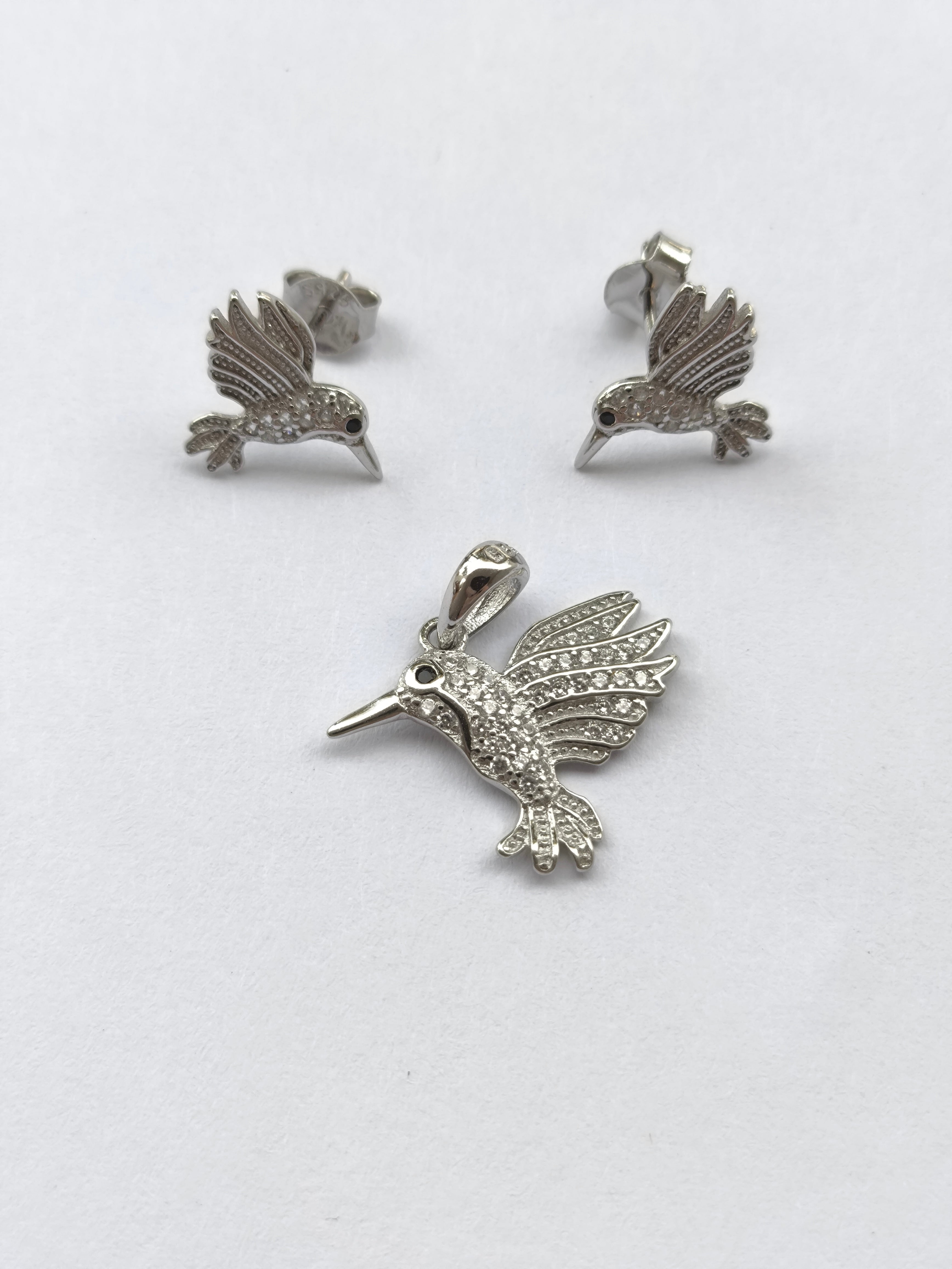 Juego Colibrí Brillante – Plata 925