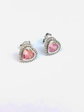 Arete Corazón Rosa Brillante – Plata 925