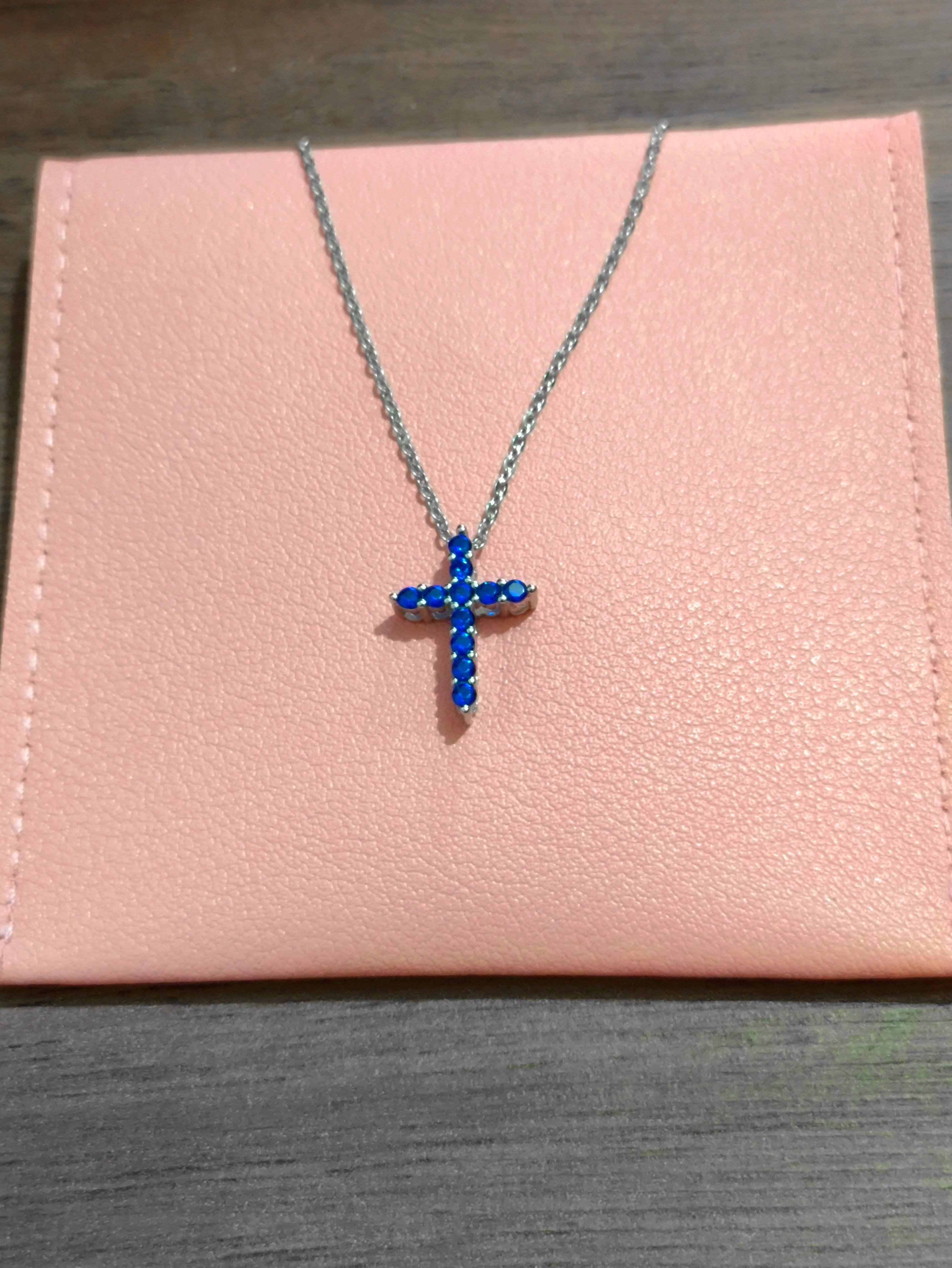 Cruz de Circonias Azules – Plata 925