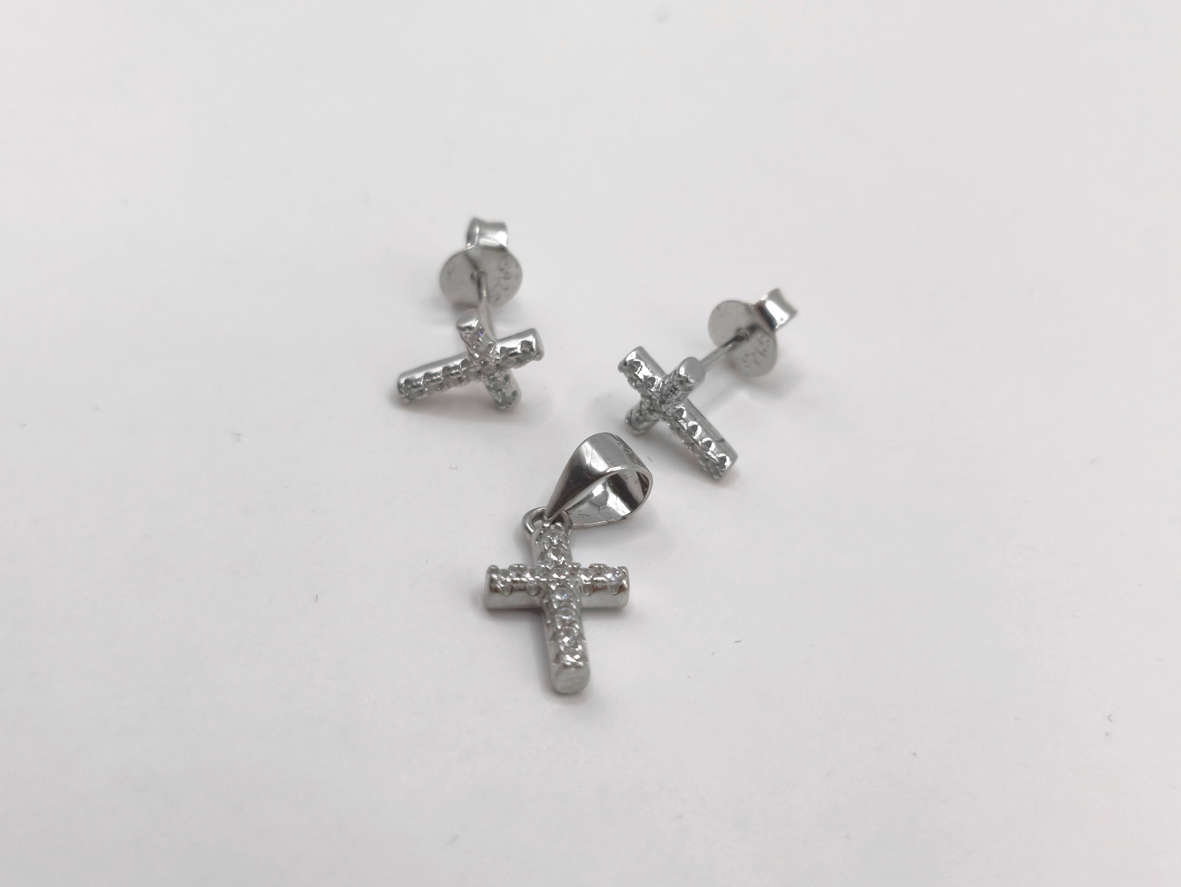 Set de Cruces Brillantes con Circonia – Plata 925