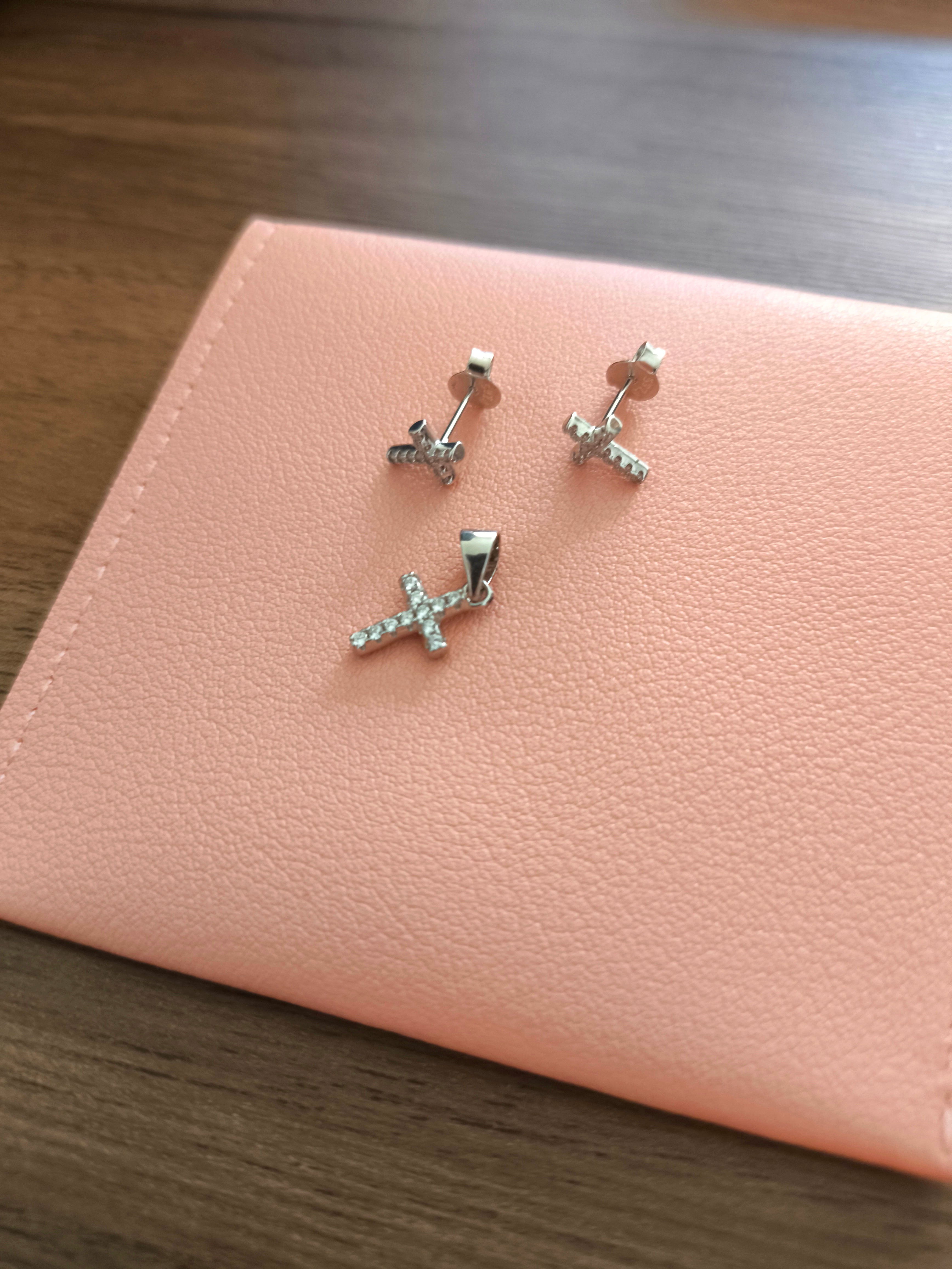 Set de Cruces Brillantes con Circonia – Plata 925